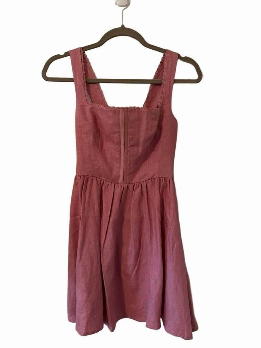 Reformation Sheri Linen Mini Dress Pink